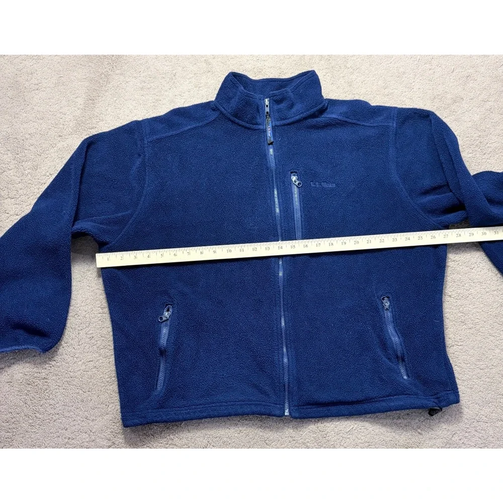 Vintage LL Bean Fleece Jacket Mens Full Zip 90s Blue Made in USA Size 2XL